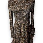 Whistles Classic Leopard Shirred Long Sleeve Mini Dress Animal Print Sz 10 Photo 0