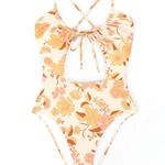 Cupshe NWT Anna Floral Cut-Out One Piece Swimsuit Size Large Retro Boho Monokini Photo 1