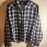 American Eagle Outfitters Plaid Button Down Shirt Blue Green loose fit boxy XL Photo 0