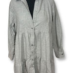 Gap Tiered Mini Shirt Dress Long Sleeve Button Down Casual Gray S Petite Photo 0
