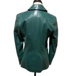 Di Vita Green Buttery Soft Italian Leather Blazer Contrast Stitch Zippers Size 6 Photo 4