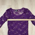 Bozzzo Purple Lace Long Sleeve Scoop Neck Sheer Women Top Shirt Size M Photo 2