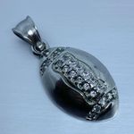 Men's Silver Tone Stainless Steel Football Pendant Photo 1