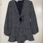 SHOWPO Navy floral long sleeve tie front mini romper dress size 6 Blue Photo 0