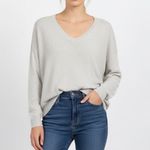 Joie  V Neck Metallic Knit Sweater Long Sleeve Casual Pullover Size L Photo 0