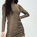 n:philanthropy Demetra Mini Dress Metallic Gold Black Sparkle Size Large Ladies Photo 2