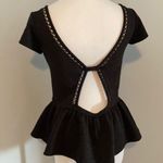 Free People  Embroidered Top Vneck - Black - Small Photo 2