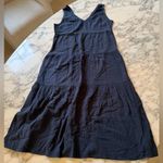 Quince NWT  100% Organic Cotton Gauze Tiered Maxi Dress Navy Sz M Photo 2