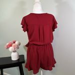 She & Sky Romper Short Sleeve Red Medium Photo 3