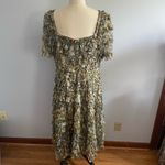 Mac Duggal Multicolor Short Sleeve Micro Ruffle Tea Length Dress- Size 16 NWT Photo 7