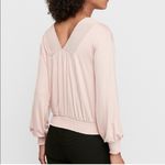 EXPRESS V-Neck And Back Top Blush Pink Large Relaxed Shirred Photo 1