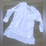 Free People  Linen oversized shirt /dress boho spring tunic classic button up Photo 1