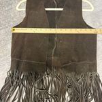 Vintage Genuine Leather Brown Suede Fringe Vest Size L Photo 4
