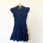 Sea NY Abby Puff Sleeve Lace Dress Navy Blue Size 00 Photo 6