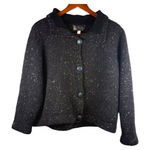Vintage Foxglove Ireland Wool Tweed Cardigan Jacket Charcoal Flecked Cottagecore Black Size M Photo 2