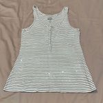 Old Navy  szS tan/white stripped tank w/sequins on front raw edges on trim EUC Photo 1