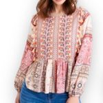 American Eagle Outfitters Bohemian Patchwork Paisley Balloon Sleeve Top S Photo 0