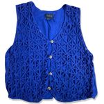⭐️VINTAGE AGAPO Open Weave Royal Blue Vest Size 6 Photo 2