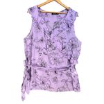 Apt. 9 ‎ Lilac Floral Ruffle Wrap Sleeveless Blouse Tie Waist XL Photo 3