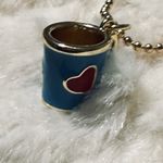 Cute Mini 3D Tea Cup With Love Heart Pattern Design Charms and necklace 18k GF Blue Photo 3