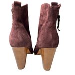 Joie  Burgundy Suede Block‎ Heel Ankle Boots Size 41 (10.5–11) Boho Chic Fall Photo 5