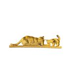 Vintage Gold Tone Brooch Pin Mother Cat Kitten Eating Bowl Estate 3.5" NWOT Photo 3