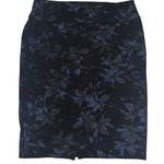 Carmen Marc Valvo  silk like black blue pencil‎ skirt XS Photo 0