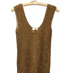 Vicky Moreinis Brown Knit Beaded Swimwear Cover up Dress Beaded Fringe Stretch Photo 1