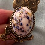 Owl Finger Ring 1” H Size 6 To 7 Adjustable Stone White Blue Yellow Pink Print Gold Photo 5