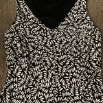 Ralph Lauren Size 4 Sleeveless Leaf Patterned Black & White A-Line Midi Dress Photo 1