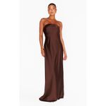 Show Me Your Mumu  Taylor Tube Maxi Dress in Chocolate Luxe Satin XL Photo 9