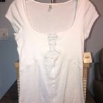 Free People White Lace Up Shirt Photo 0