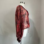 Arden B Y2K Clubwear Sheer Tie Front Top Abstract Print Long Sleeve NWT Size L Photo 1