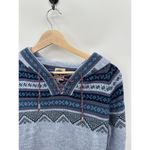 Artesania Sweater Women Small Alpaca Blend Hooded Aztec Fair Isle Pullover Blue Photo 3