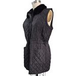 Jones New York Signature Black Women's Faux-Fur Collar Quilted Long Vest L NWOT Photo 2