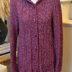 L.L.Bean Button Down Chunky Knit Cardigan Purple Sweater Wool Size Medium Photo 0