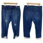 Lane Bryant Distressed Crochet Trim Girlfriend Crop Mid Rise Jeans Plus Size 18 Photo 8