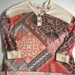 White Birch Women Patchwork Bandanna Horse Print Henley Top Oversized Size Small Photo 0