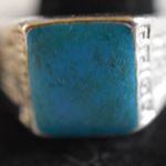 Source Unknown Striking Blue/Green Flat Square Stone Etched Silver Tone Band Size 12 NWOT Ring Photo 1