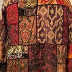 Chicos lightweight tapestry patchwork button front shirt jacket Size 2 = Large Red Photo 6