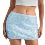 NWT MakeMeChic Sparkly Sequin Low Rise Micro Mini Skirt Y2K Rave XS Blue Photo 2