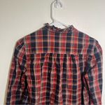 Brooks Brothers Popover Blouse Navy Red Plaid Ruffle 2 Photo 6