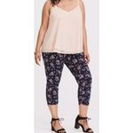 Torrid  Sz 0 Plus Floral Crop Pants‎ Blue Capri Boho Whimsy Sport Romantic Artsy Photo 2
