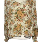 Cupcakes and Cashmere Floral Tie Neck Peasant Blouse Women's M Multicolor Photo 0