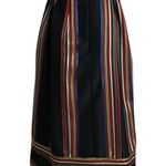 Vintage Ann Stevens 80s Black Faille Multicolored Satin Stripe Skirt Size 11/12 Photo 2