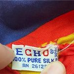 Vintage Echo 100% Silk‎ Scarf Made in Japan#26128 Red Navy Gold White Photo 1