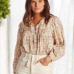 Cleobella  Helena Babydoll Blouse in Ivory and Pink Floral Women’s Size S Photo 1