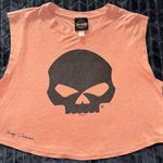 Harley Davidson Women's Louisville Skull T Shirt Crop Top Size M Orange Size M Photo 0