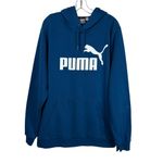 Puma Men's Blue White Logo Fleece Lined Pullover Hoodie Sweatshirt XXL 2XL Gym Photo 0