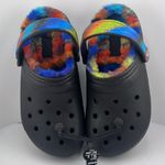 Crocs Black Classic Fur Lined Fuzzy Tie Dye Clogs Men's 4 Womens 6 NWT Photo 3